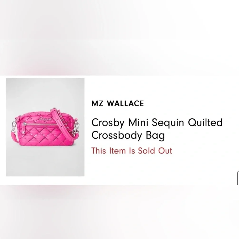 NWT MZ Wallace Mini Sequin Pink Quilted Crossbody Bag - Picture 3 of 9